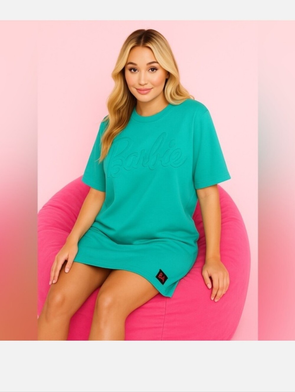 Barbie Teal Oversized Logo Tee Dress